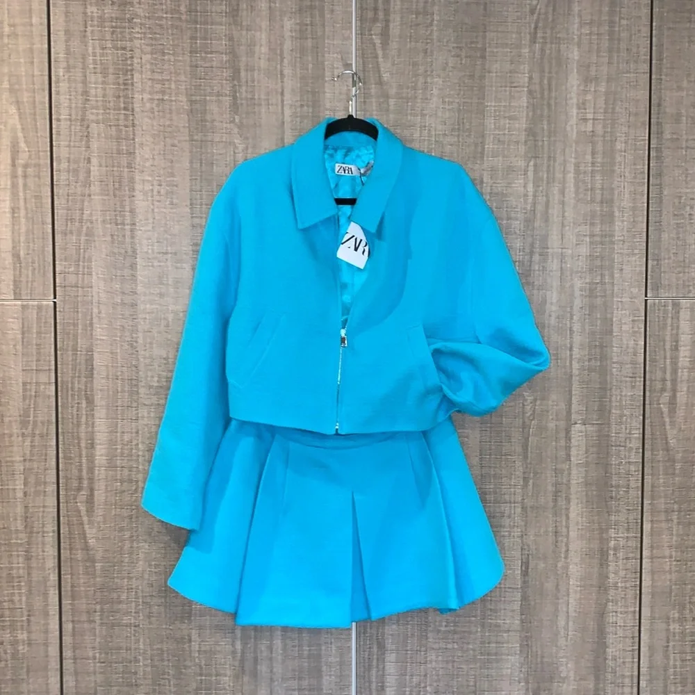 Zara Textured Mini Skort And Matching Jacket‎ Set